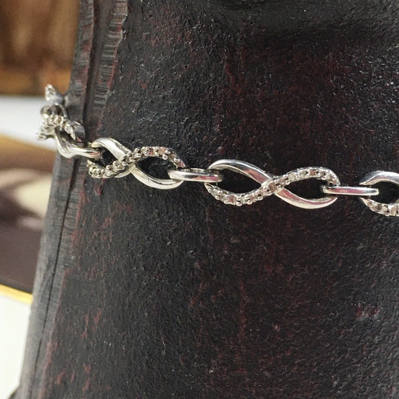 Sterling Silver Infinity Diamond Bracelet - Picture 3 of 8